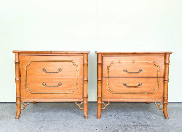 Vintage Dixie Furniture Faux Bamboo Nightstand Pair Available for Custom Lacquer!