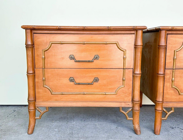 Vintage Dixie Furniture Faux Bamboo Nightstand Pair Available for Custom Lacquer!