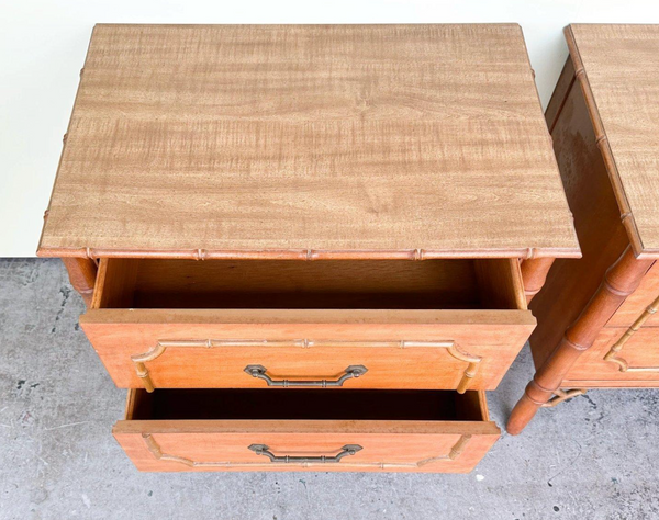 Vintage Dixie Furniture Faux Bamboo Nightstand Pair Available for Custom Lacquer!