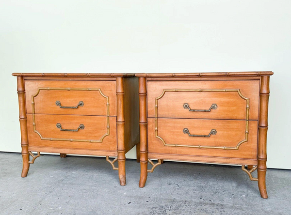 Vintage Dixie Furniture Faux Bamboo Nightstand Pair Available for Custom Lacquer!