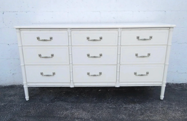Classic Faux Bamboo Vintage Nine Drawer Dresser Available for Custom Lacquer!