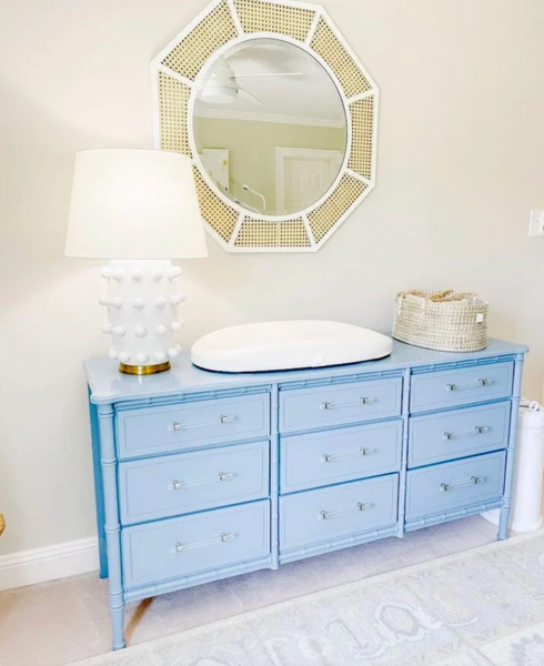 Classic Faux Bamboo Vintage Nine Drawer Dresser Available for Custom Lacquer!