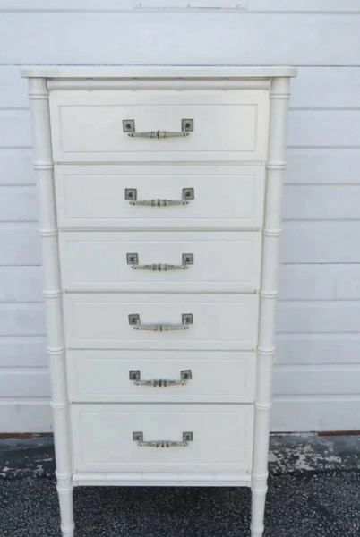 Vintage Classic Faux Bamboo Six Drawer Lingerie Chest Available for Custom Lacquer!