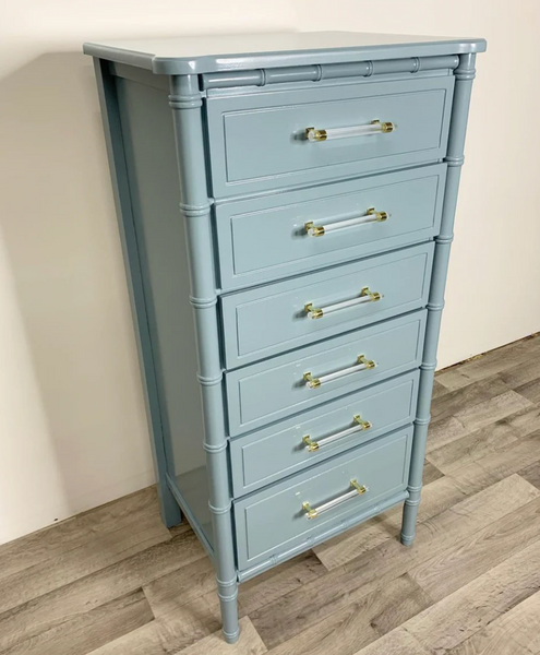 Vintage Classic Faux Bamboo Six Drawer Lingerie Chest Available for Custom Lacquer!