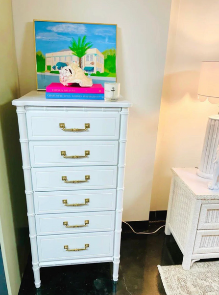 Vintage Classic Faux Bamboo Six Drawer Lingerie Chest Available for Custom Lacquer!