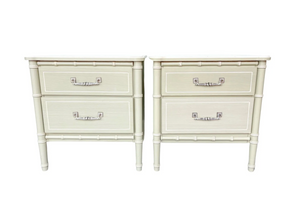 Pair of Vintage Classic Faux-Bamboo Two Drawer Nightstands Available for Custom Lacquer