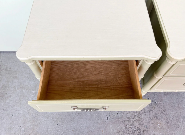 Pair of Vintage Classic Faux-Bamboo Two Drawer Nightstands Available for Custom Lacquer