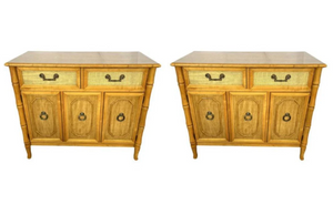 Vintage Pair of Faux Bamboo Broyhill Furniture Servers Available for Custom Lacquer!