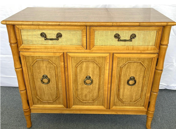 Vintage Pair of Faux Bamboo Broyhill Furniture Servers Available for Custom Lacquer!