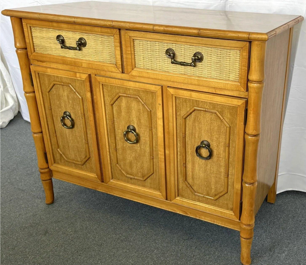 Vintage Pair of Faux Bamboo Broyhill Furniture Servers Available for Custom Lacquer!