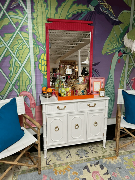 Vintage Pair of Faux Bamboo Broyhill Furniture Servers Available for Custom Lacquer!
