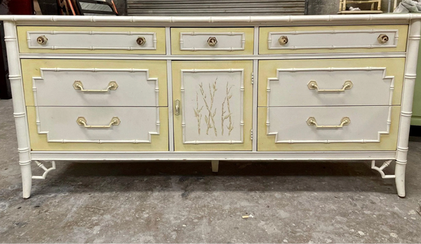 Vintage Thomasville Allegro Faux Bamboo Center Door Dresser/Credenza Available for Custom Lacquer!
