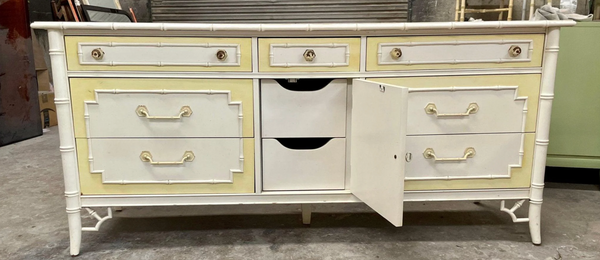 Vintage Thomasville Allegro Faux Bamboo Center Door Dresser/Credenza Available for Custom Lacquer!