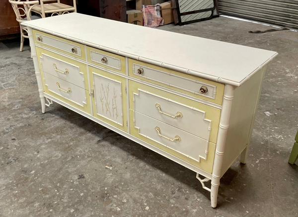 Vintage Thomasville Allegro Faux Bamboo Center Door Dresser/Credenza Available for Custom Lacquer!