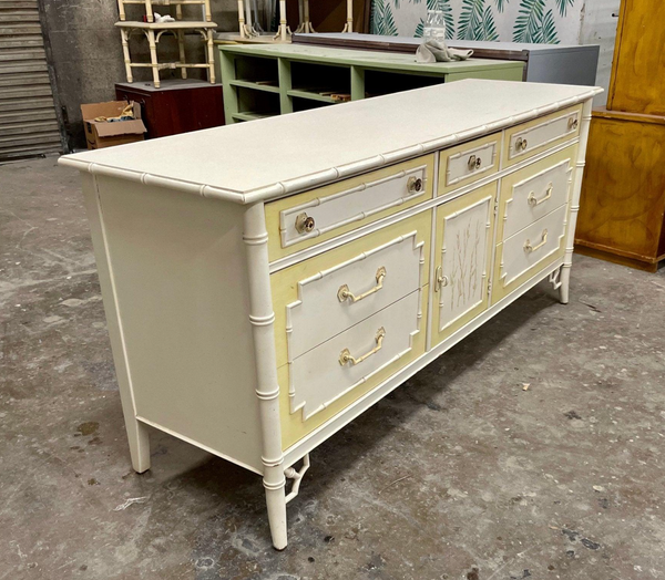 Vintage Thomasville Allegro Faux Bamboo Center Door Dresser/Credenza Available for Custom Lacquer!