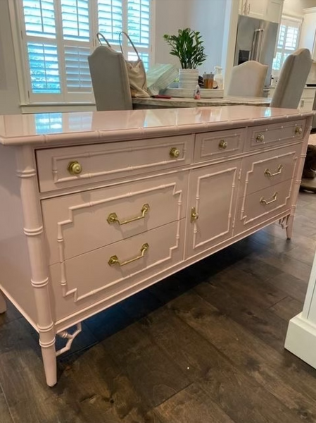 Vintage Thomasville Allegro Faux Bamboo Center Door Dresser/Credenza Available for Custom Lacquer!