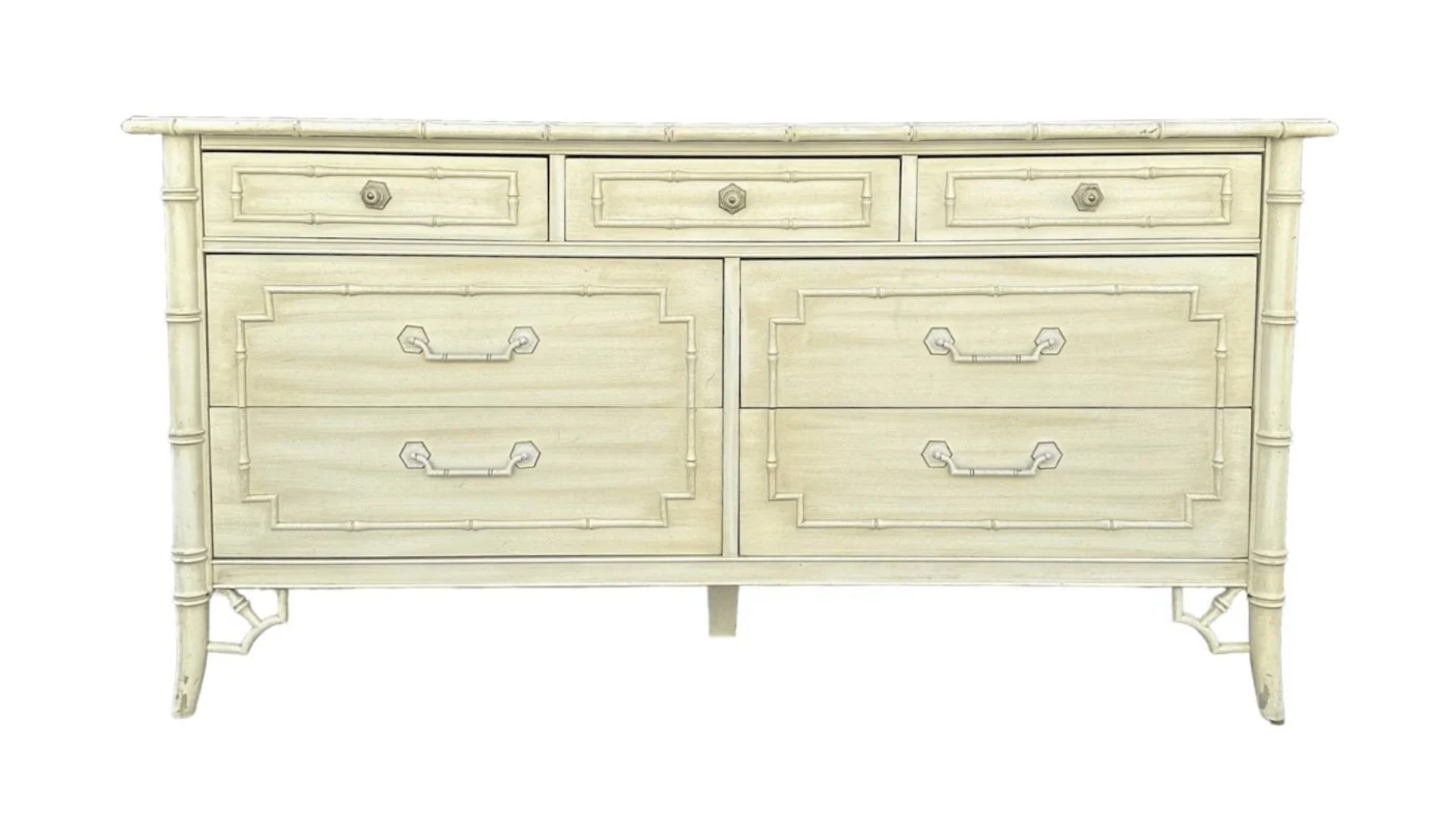 Vintage Thomasville Allegro Faux Bamboo Seven Drawer Dresser Available for Custom Lacquer!