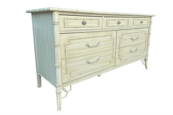 Vintage Thomasville Allegro Faux Bamboo Seven Drawer Dresser Available for Custom Lacquer!