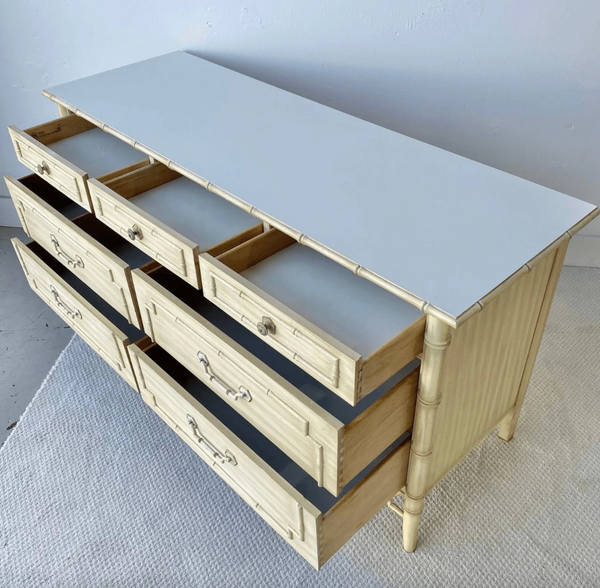 Vintage Thomasville Allegro Faux Bamboo Seven Drawer Dresser Available for Custom Lacquer!