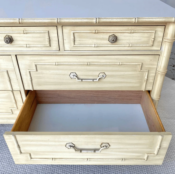 Vintage Thomasville Allegro Faux Bamboo Seven Drawer Dresser Available for Custom Lacquer!