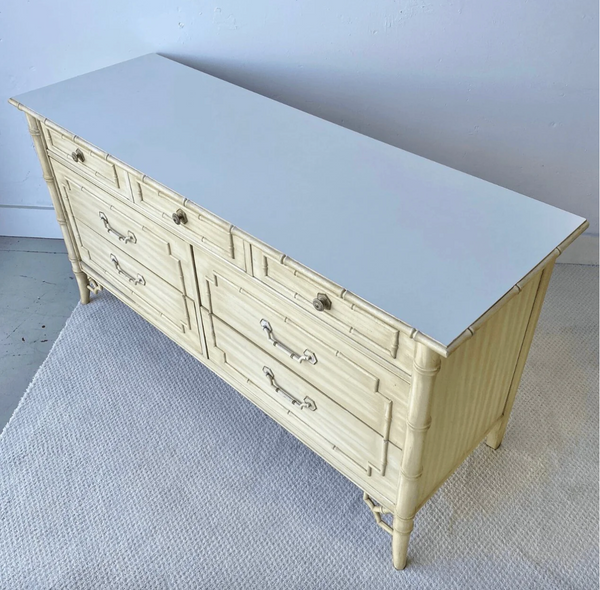 Vintage Thomasville Allegro Faux Bamboo Seven Drawer Dresser Available for Custom Lacquer!