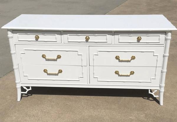Vintage Thomasville Allegro Faux Bamboo Seven Drawer Dresser Available for Custom Lacquer!
