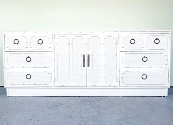Vintage Drexel Omega Kensington Collection Faux Bamboo Credenza Available for Lacquer