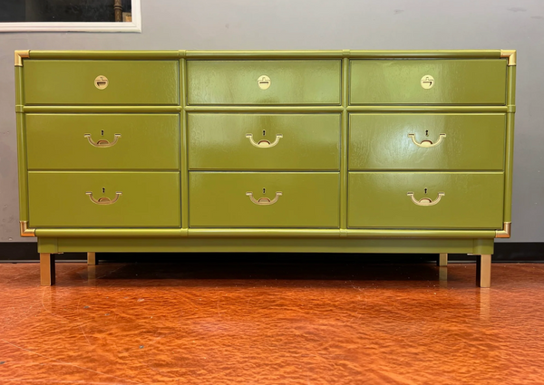 Vintage Thomasville Huntley Campaign Style Wood Dresser Available for Custom Lacquer!