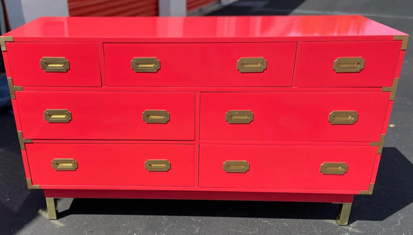 Vintage Thomasville Huntley Campaign Style Wood Dresser Available for Custom Lacquer!