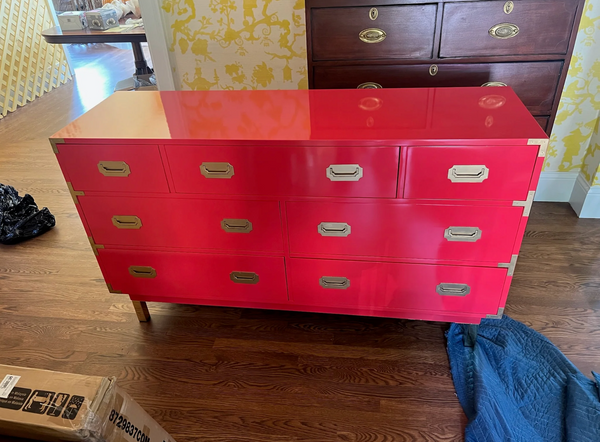 Vintage Thomasville Huntley Campaign Style Wood Dresser Available for Custom Lacquer!