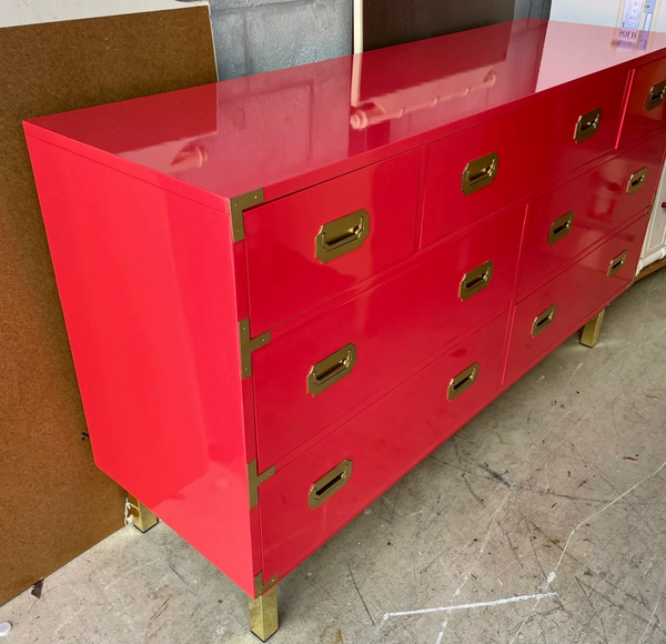 Vintage Thomasville Huntley Campaign Style Wood Dresser Available for Custom Lacquer!