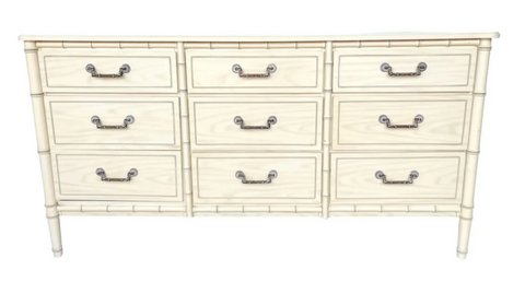 Vintage Classic Nine Drawer Faux Bamboo Straight Hardware Dresser Available for Custom Lacquer!