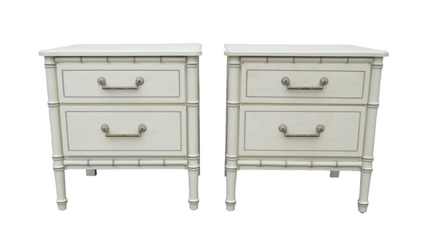 Vintage Classic Faux Bamboo Nightstand Pair Available to Customize