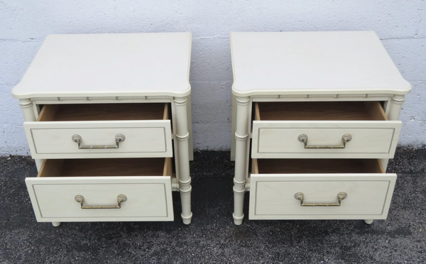 Vintage Classic Faux Bamboo Nightstand Pair Available to Customize
