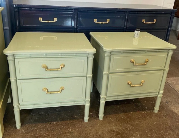 Vintage Classic Faux Bamboo Nightstand Pair Available to Customize