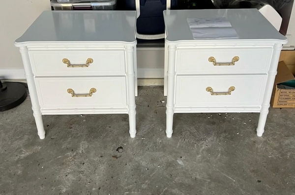 Vintage Classic Faux Bamboo Nightstand Pair Available to Customize