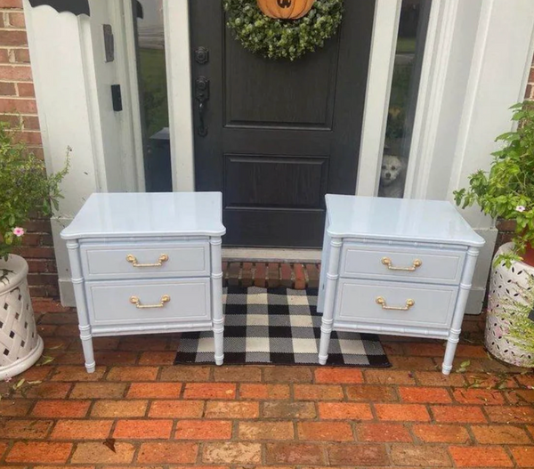 Vintage Classic Faux Bamboo Nightstand Pair Available to Customize