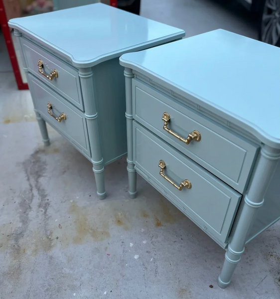 Vintage Classic Faux Bamboo Nightstand Pair Available to Customize