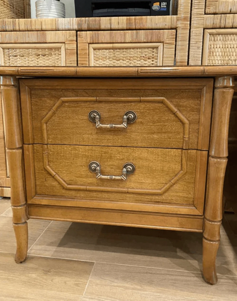 Vintage Pair of Broyhill Furniture Faux Bamboo Nightstands Available to Customize!