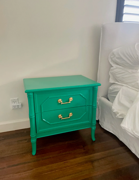 Vintage Pair of Broyhill Furniture Faux Bamboo Nightstands Available to Customize!