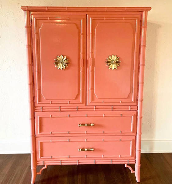 Vintage Dixie Furniture Company "Tahiti" Collection Armoire Cabinet/ Bar Available for Custom Lacquer!