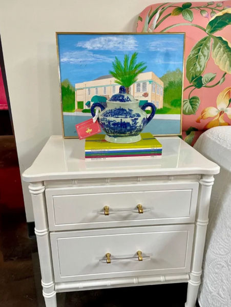 Classic Pair of Vintage Faux Bamboo Two-Drawer Nightstand Pair Available for Custom Lacquer!