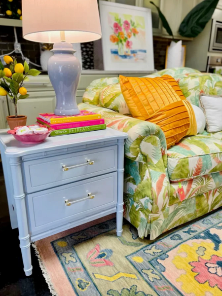 Classic Pair of Vintage Faux Bamboo Two-Drawer Nightstand Pair Available for Custom Lacquer!
