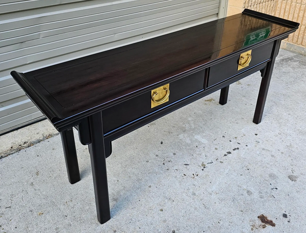 Vintage Century Furniture Pagoda Style Two-Drawer Console Table Available for Custom Lacquer