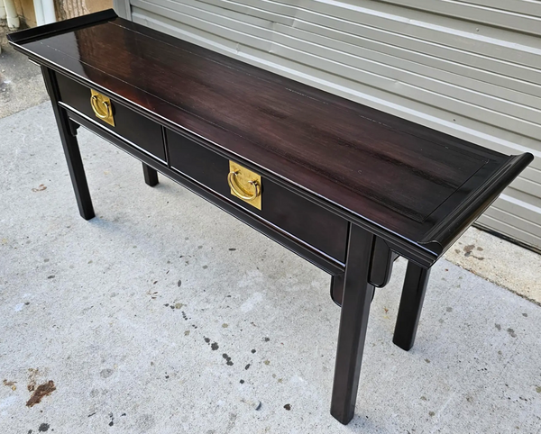 Vintage Century Furniture Pagoda Style Two-Drawer Console Table Available for Custom Lacquer