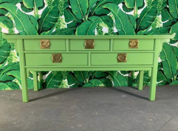 Vintage Century Furniture Pagoda Style Two-Drawer Console Table Available for Custom Lacquer