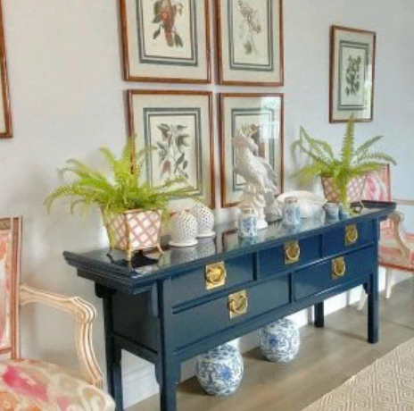 Vintage Century Furniture Pagoda Style Two-Drawer Console Table Available for Custom Lacquer