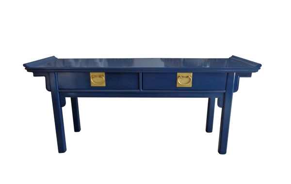Vintage Century Furniture Pagoda Style Two-Drawer Console Table Available for Custom Lacquer