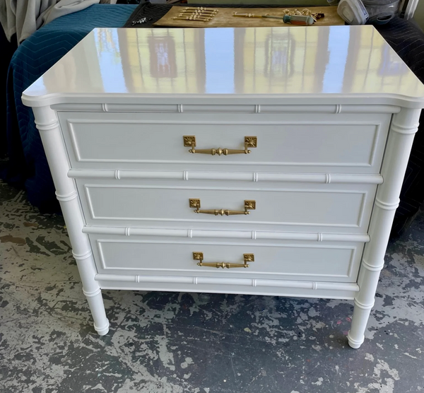 RARE Vintage Henry Link Bali Hair Three-Drawer Faux Bamboo Chest Pair Available for Custom Lacquer!