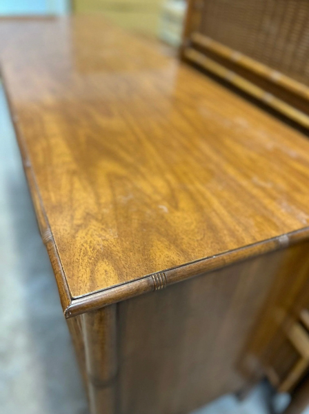 Vintage Henry Link Faux Bamboo and Wicker Front Seven-Drawer Dresser Available for Custom Lacquer!